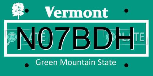 N07BDH Vermont License Plate