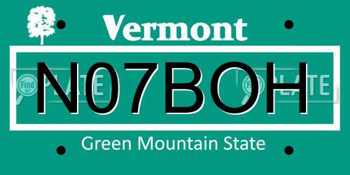 N07BOH Vermont License Plate
