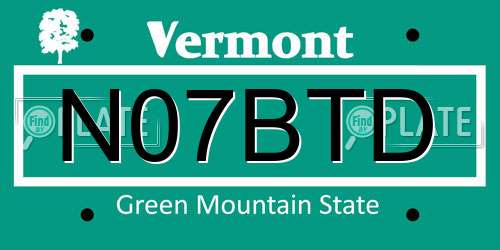 N07BTD Vermont License Plate