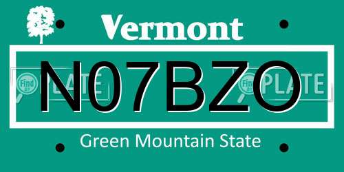 N07BZO Vermont License Plate