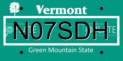 N07SDH Vermont License Plate