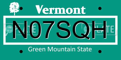N07SQH Vermont License Plate