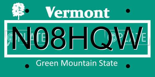 N08HQW Vermont License Plate