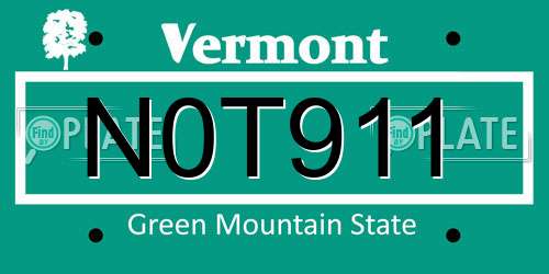 N0T911 Vermont License Plate