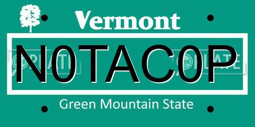 N0TAC0P Vermont License Plate