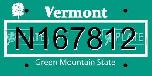 N167812 Vermont License Plate