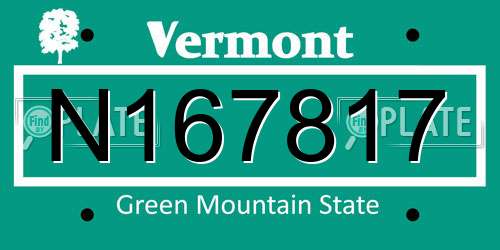 N167817 Vermont License Plate