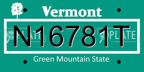 N16781T Vermont License Plate