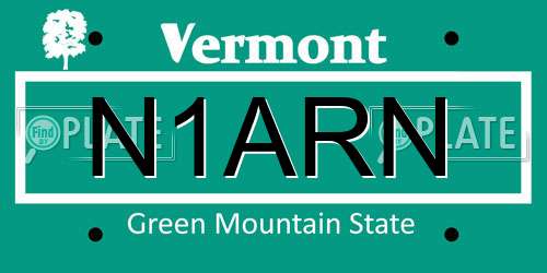 N1ARN Vermont License Plate
