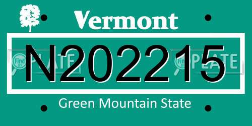 N202215 Vermont License Plate