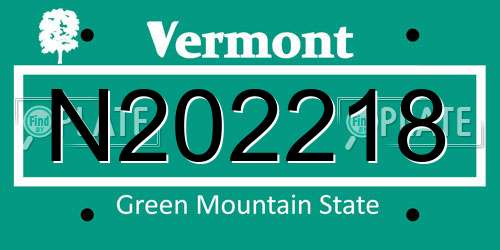 N202218 Vermont License Plate