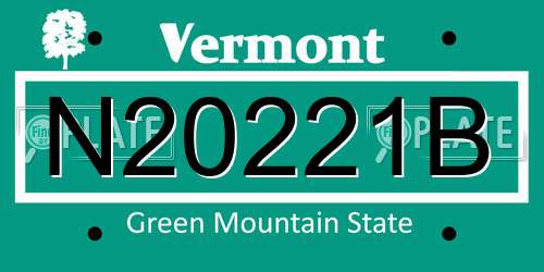 N20221B Vermont License Plate