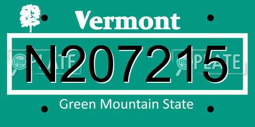 N207215 Vermont License Plate