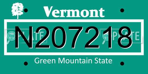 N207218 Vermont License Plate
