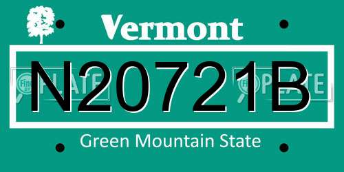 N20721B Vermont License Plate