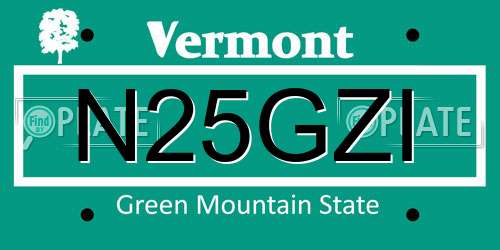 N25GZI Vermont License Plate