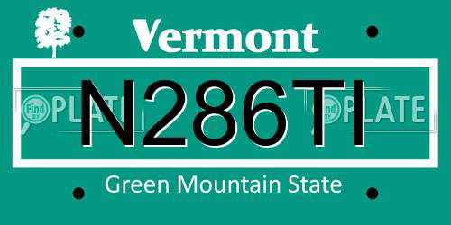 N286TI Vermont License Plate