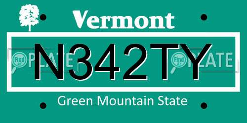 N342TY Vermont License Plate