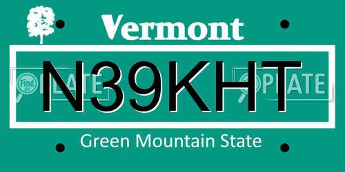 N39KHT Vermont License Plate