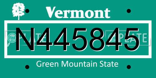 N445845 Vermont License Plate