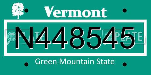 N448545 Vermont License Plate