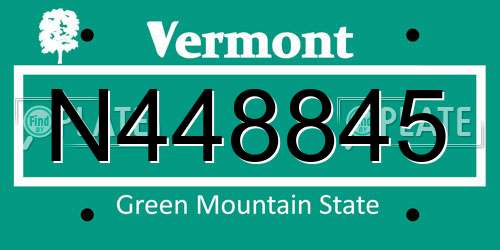 N448845 Vermont License Plate