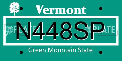 N448SP Vermont License Plate