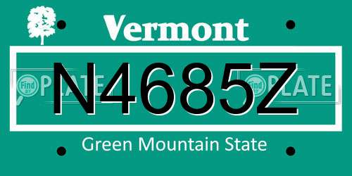N4685Z Vermont License Plate