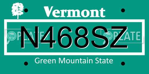N468SZ Vermont License Plate