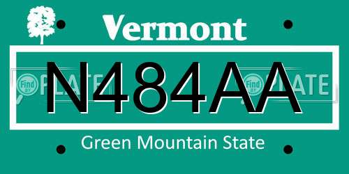 N484AA Vermont License Plate