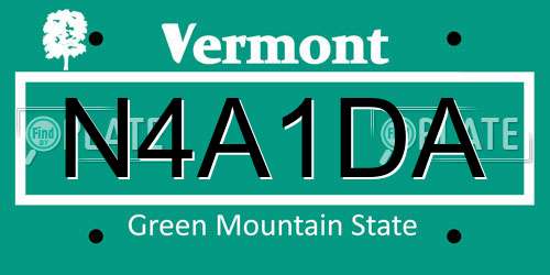 N4A1DA Vermont License Plate