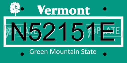 N52151E Vermont License Plate