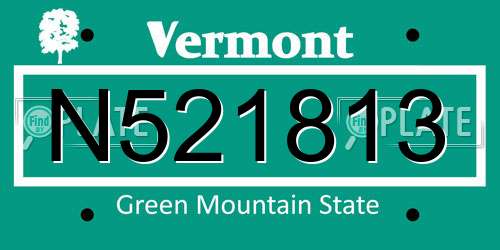 N521813 Vermont License Plate