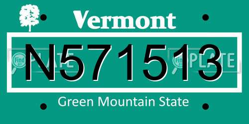 N571513 Vermont License Plate