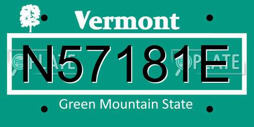 N57181E Vermont License Plate