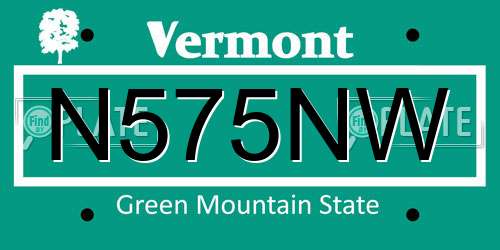 N575NW Vermont License Plate