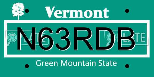 N63RDB Vermont License Plate