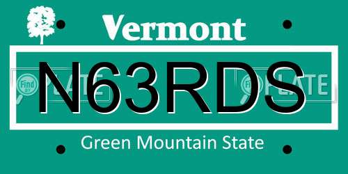 N63RDS Vermont License Plate