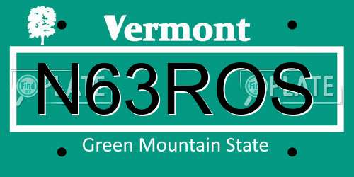 N63ROS Vermont License Plate