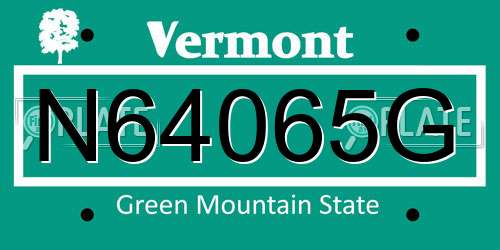 N64065G Vermont License Plate
