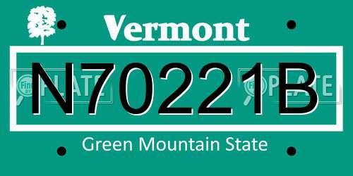 N70221B Vermont License Plate