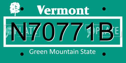N70771B Vermont License Plate