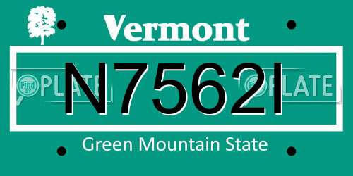 N7562I Vermont License Plate