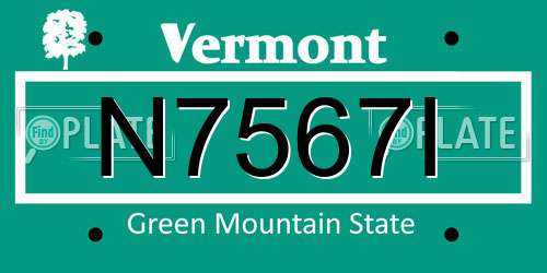 N7567I Vermont License Plate