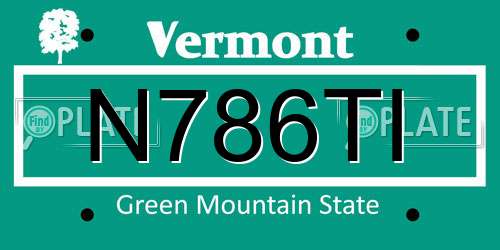 N786TI Vermont License Plate