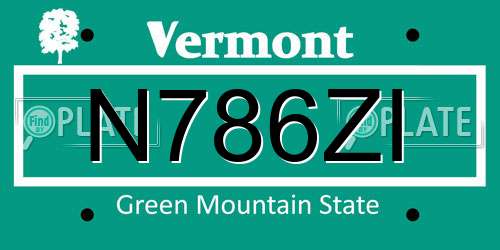 N786ZI Vermont License Plate