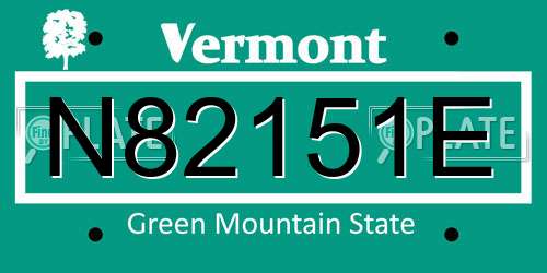 N82151E Vermont License Plate