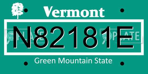 N82181E Vermont License Plate