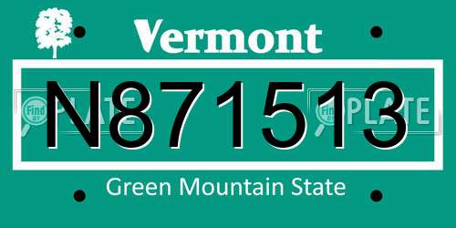 N871513 Vermont License Plate