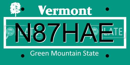 N87HAE Vermont License Plate